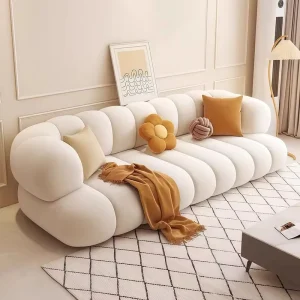 Pine Frame Leather Sofa with Anti-Cat-Scratch Finish for Small Apartments