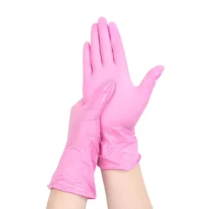 Pink Examination Gloves Disposable Nitrile Gloves Teeth Whitening