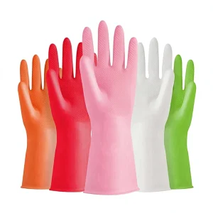 Pink Green Orange Nitrile Gloves China Manufacture Reusable Medium Waterproof Anti-Skidding Household Cleaning Gloves