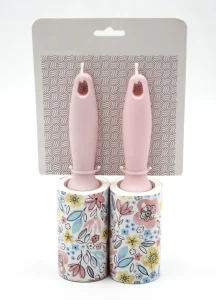 Pink Handle Floral Pattern Sticky Lint Roller Disposable Pet Hair Remover for Fabric Sofa Garment Cleaning