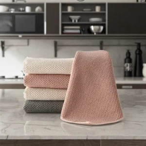 Pink Luxury Microfiber Cleaning Cloth Custom Kitchen Towel for Glass Cleaning From China