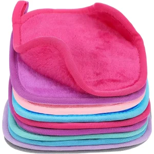 Pink Super Soft Microfiber Makeup Remover Cloth Reusable Facial Cleansing Towel Solid Color Woven Technique Makeup