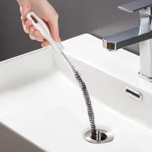 Pipe Dredging Brush with Rotating Handle Drain Cleaner Thin Flexible Hair Sewer Sink Cleaning Brush Clog Plug Hole Remover Tool