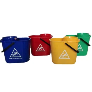 Plastic 14L Single Small Round Mop Bucket with Basket Squeezer