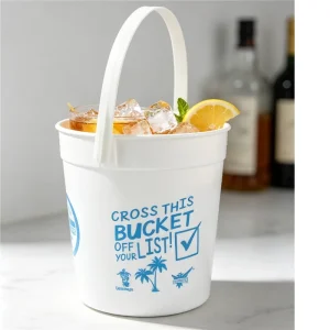 Plastic 32 OZ PAIL WITH HANDLE Punch Buckets Drink Cups With Lid and Straw Cocktail Rum Buckets for Parties