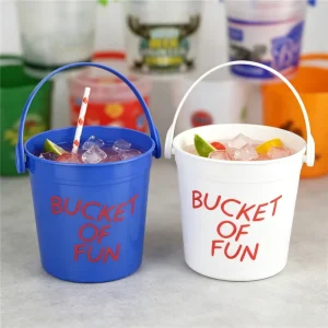 Plastic 32 OZ PP Drinking Buckets With Handle Reusable Punch Bucket