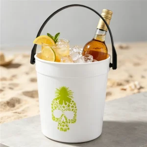 Plastic 32 OZ Wine Rum Bucket Cocktail Rum Buckets for Parties Customized Plastic Drink Bucket with Handle and Lid