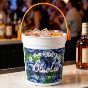 Plastic 32oz Drink Bucket Punch Buckets with Handle Cocktail Rum Buckets for Parties Customized Plastic Drink Bucket