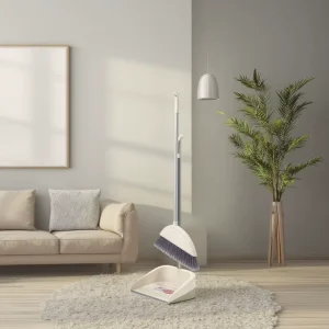 Plastic Broom Broom and Dustpan Set with Aluminum Long Handle PP Broom Head for Home Cleaning Sweeping