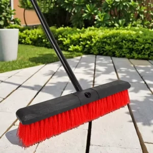Plastic Broom Mop with Plastic PET Head for Home and Industrial House Cleaning, Dustpan Included, Indoor Outdoor
