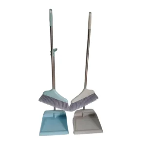 Plastic Broom and Dustpan Combo Space Saving Cleaning Kit for Kitchen and Living Room