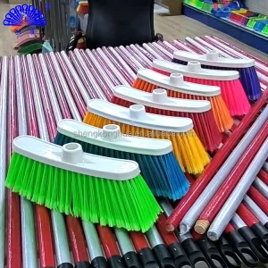 Plastic Broom with Sturdy PP Material Head for Indoor Outdoor Household Cleaning