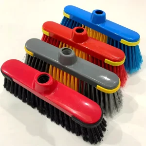 Plastic Broom with Wooden Stick Handle and Soft Bristles for Home Floor Cleaning Broom Escobas Para Barrer