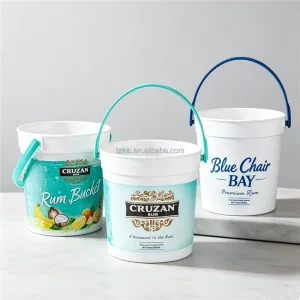 Plastic Drink Bucket Pack of 5 Mixed Drinks Bucket Beverage Pail Alcohol Container Great for Parties Holidays Weddings