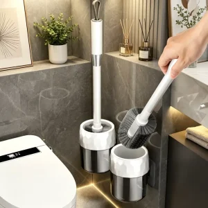 Plastic Durable Toilet Brush Long-Handled Wall-Mounted Perforated Corner-Cleaning Bathroom Set