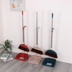 Plastic Dust Pan and Upright Stand up Upgrade Broom Set Dustpan Broom with Handle