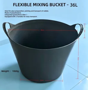 Plastic Flexi Tubs (36L) Recycled PE Heavy Duty Portable Food Grade Household Water Bucket Multi-Purpose European Style