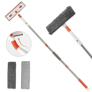 Plastic Glass Cleaning Tool Household Extendable Joint Rod Window Cleaning Squeegee Microfiber Scraper Snow Window