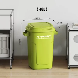 Plastic Green White 46L Eco Friendly Kitchen Indoor Outdoor Trash Container Storage Bucket Recycling Bin with Lid