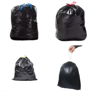 Plastic HDPE Bottom Gusset Rubbish Trash Bin Liner Garbage Bags Package Bags Kitchen Trash Bags on Roll with Drawstring