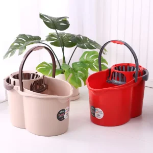 Plastic Hand Press Water Squeezing Spin Dry Mop Bucket with Thickened Design Household Cleaning Large Capacity