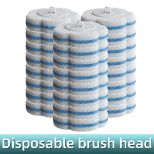 Plastic Handle Eco Friendly Antibacterial Cleaning Brush Double Sided Scrub Pad Toilet Brush Refills for Bathroom Use