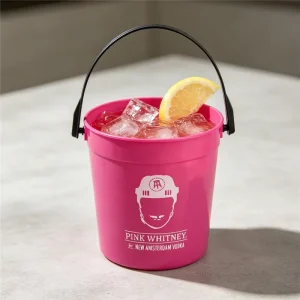 Plastic Handled Summer Drink Bucket Cocktail Rum Buckets for Parties Clear Customizable Plastic Drink Bucket with Handle