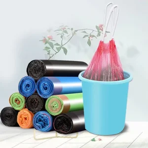Plastic Household Garbage Bag Plastic Refuse Bag Large Trash Packaging Bags with Drawstring on Roll