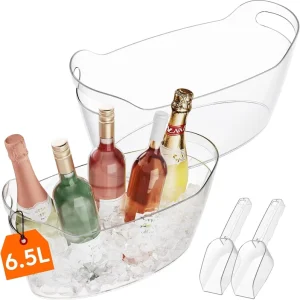 Plastic Ice Bucket 6.5L Large Capacity Modern Minimalist Design Transparent Portable Commercial Use for Beer