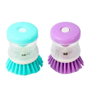 Plastic Kitchen Cleaning Dish Brush with Soap Dispenser Household Cleaning Tools Bathroom Usage Baby Friendly Design Hand Style