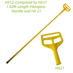 Plastic Mop Handle Kit 1.52M Long with Yellow Plastic Clamp Lightweight Durable for Commercial Floor Cleaning