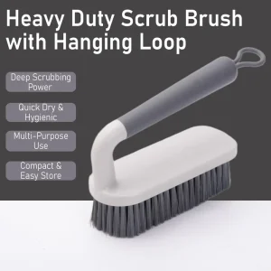 Plastic Scrub Brush with Hanging Loop Stiff Bristle Heavy Duty Handheld Scrubbing Brush for Home Use