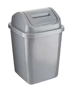 Plastic Swing Top Portable Waste Bin 5Litre Square Small Flip Top Lid for Home Kitchen Bathroom Office Black