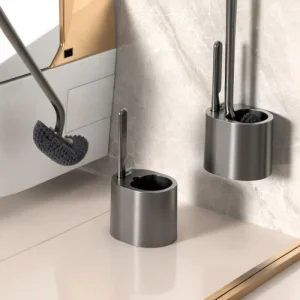 Plastic Wall Mounted Long Handle No Drill Toilet Brush Cleaning Set with Microfiber Brush 204g