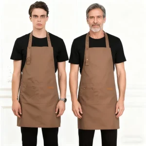 Polyester 2 Pocket Adjustable Neck Apron Home Cooking Coffee Shop Catering Service Attendant Work Apron