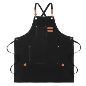 Polyester Cotton Canvas Cross Back Adjustable Apron with Pockets Adjustable Bib Apron Woodworking Garden Artist Apron