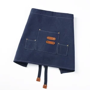 Polyester Cotton Canvas Half Cut Apron Customized Logo for Barbecue Restaurant Christmas Adjustable Waist Durable Machine