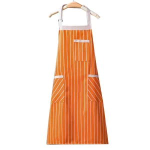 Polyester Cotton Striped Apron Custom Logo Large Pocket Suitable for Kitchen Cooking Restaurant Waiter Pottery Painting