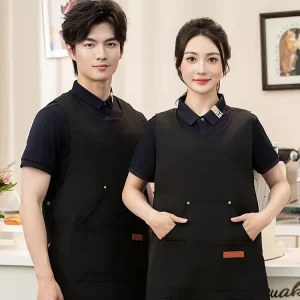 Polyester Nylon Summer Quick Dry Eco Friendly Printed Logo Work Clothes Shoulder Apron for Milk Tea Coffee Shop Catering Baking