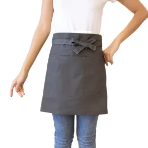 Polyester Restaurant Coffee Shop Chef Apron Unisex Household Kitchen Apron Oem Logo Plain Half Waiter Aprons