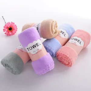 Polyester Soft Coral Velvet Face Towel Microfiber Facial Towel Quick Dry Skin friendly Face Cloth