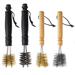 Portable 10” Steel Wire Cleaning Brush Minimalist BBQ Clean Brush Dual Head Y Shaped Design Copper Wire Oven Brush for Outdoor