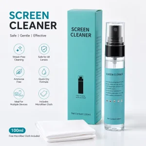 Portable 100ml Electronics Screen Cleaner Spray & Microfiber Cloth Special for Sensitive Surface Custom Paper Box Accept