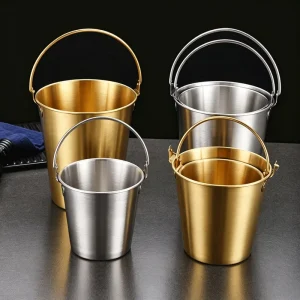 Portable 304 Stainless Steel Ice Bucket Bucket Popcorn Bucket for Restaurant Bar Home Party Serving Fries Fried Chicken
