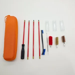 Portable 7mm Gun Cleaning Kit Swivel Head Red Rods Multi Brushes Orange EVA Case Eco Friendly Quick Release Security Compact Gun
