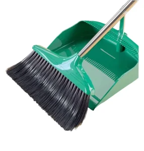 Portable Bamboo Broom Stick with PP Soft Bristles and Dustpan Set for Home and Outdoor Kitchen Use