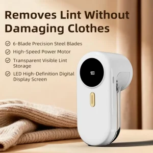 Portable Dual-Speed USB Rechargeable ABS Electric Lint Remover LED Display Stainless Steel Blade for Wool Cashmere Fabric Shaver
