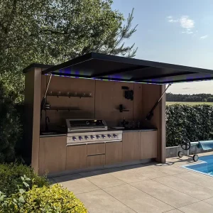 Portable Foldable Outdoor Kitchen Smart App Controlled Grill Fridge Ventilation System