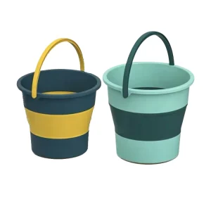 Portable Foldable Silicone Car Wash Bucket with Lid Waterproof Outdoor Fishing Water Bucket for Camp and Household Cleaning