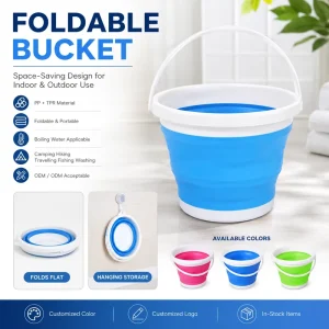 Portable Folding Bucket Save Space Folding Plastic Foldable Bucket Collapsible Bucket for Family Outdoor Camping Beach